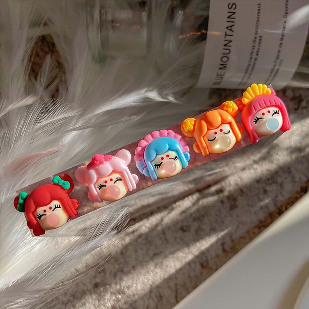 Mxbeauty Meniup Gelembung Gadis Kuku Perhiasan Gadis Jantung Pesona Indah Gadis Meniup Gelembung Gadis Kawaii Kartun DIY Kuku Aksesoris
