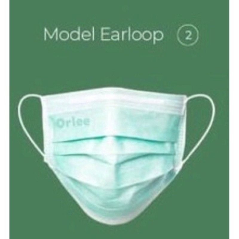 Masker MEDIS 3ply 3 ply Orlee Surgical Hijau Green Earloop Kemenkes BFE 95% MEDICAL