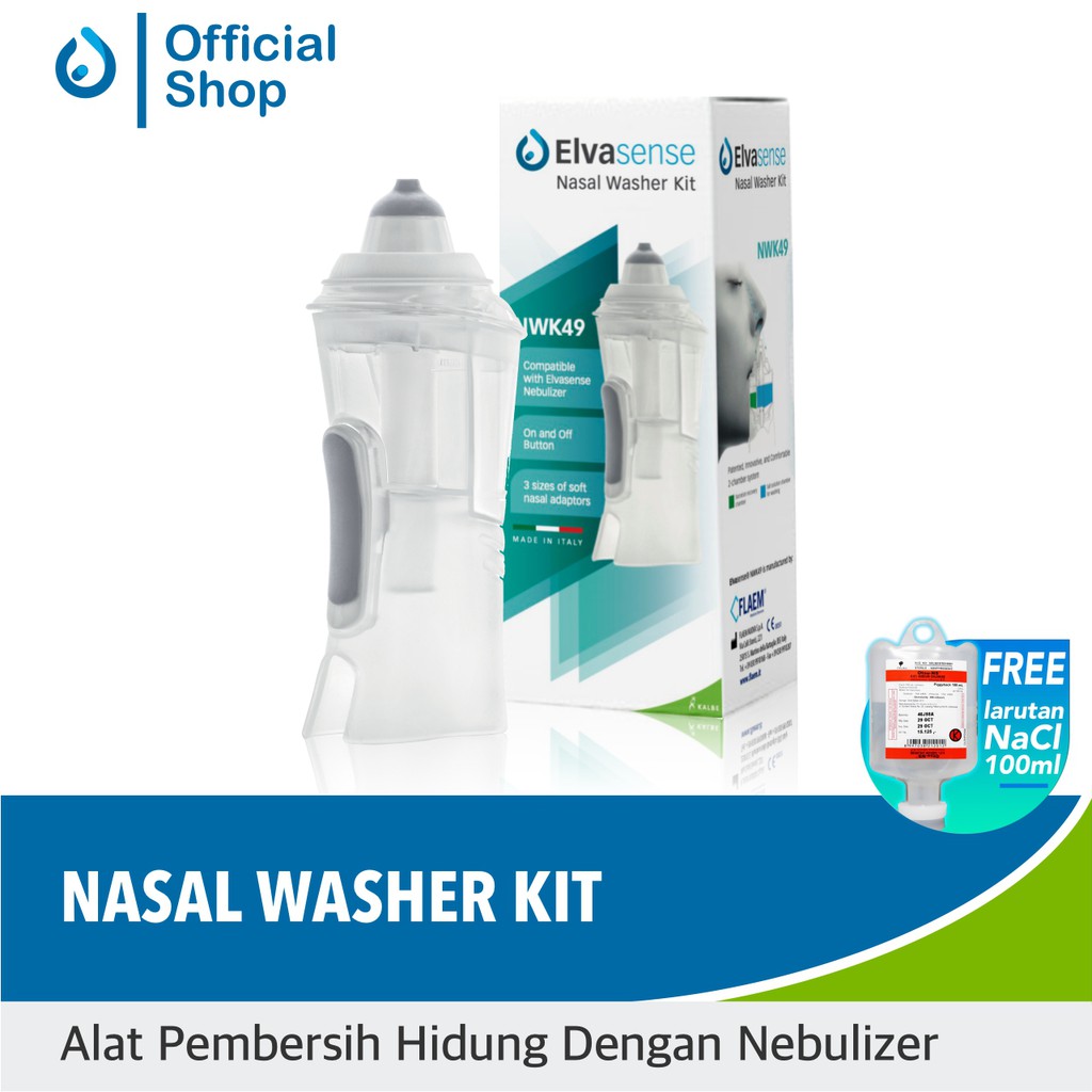 Nebulizer Udara Dual Speed Elvasense Type NEB39 + Nasal Washer Kit (bundle)