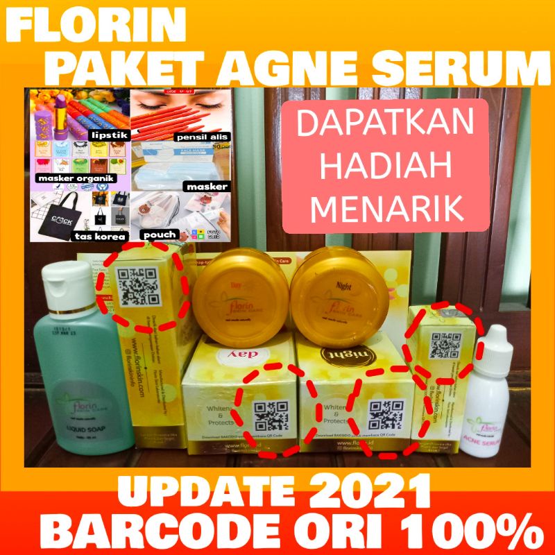 (ORIGINAL 100%) paket agne jerawat flek florin skincare ori barcode