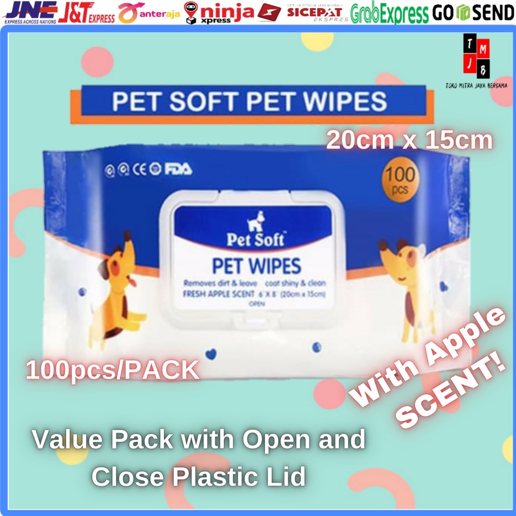 TISU BASAH HEWAN PET SOFT PET WIPES TISSUE TISSU BASAH ANJING KUCING 100 SHEETS / LEMBAR