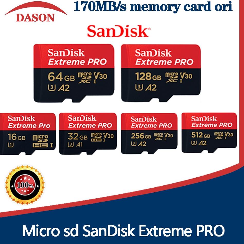 (Y1X1) ☆ Sandisk Micro SD Extreme PRO 32GB/64GB/128GB/256GB/512GB memory card Class 10 U3 170MB/s SD