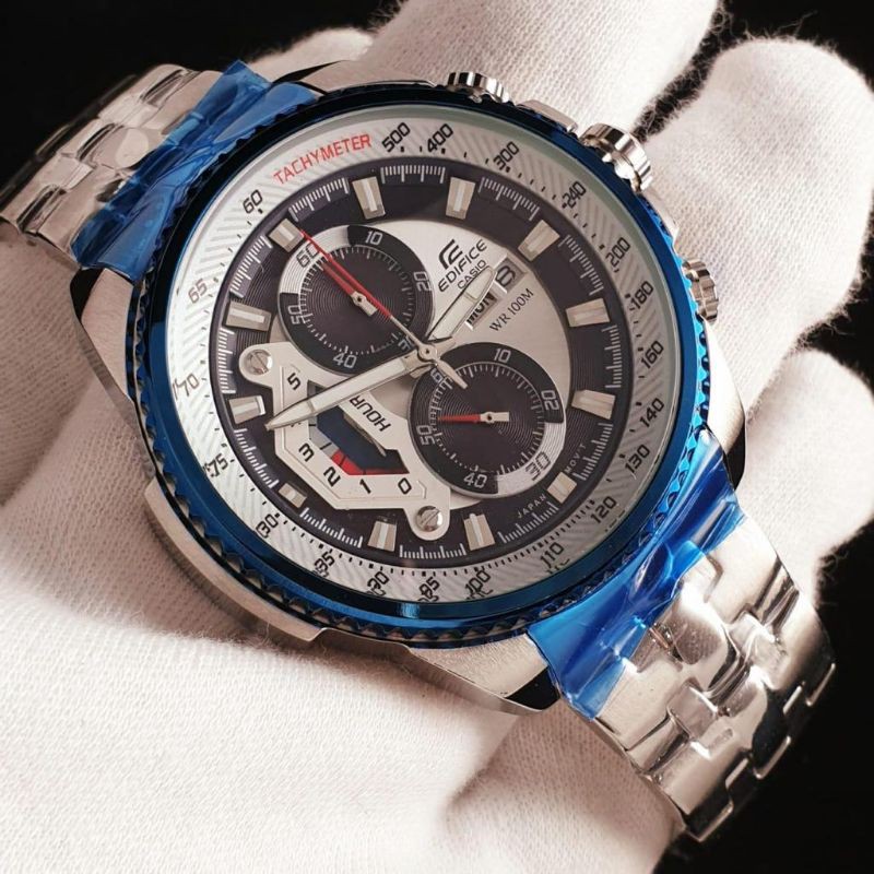 Jam Tangan Pria Merk Casio Edifice Type Ef 558 Original Bm Baterai Free Box Set