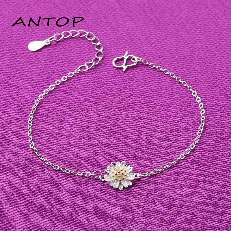 Gelang Rantai Bahan 925 Silver Bentuk Hati Untuk Wanita