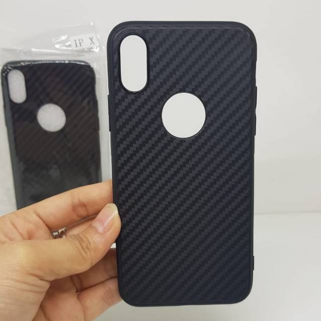 Soft Case iPhone X 5.8 inchi Black TPU Slim Fiber Carbon Iphone XS 5.8&quot; Casing iPhone X