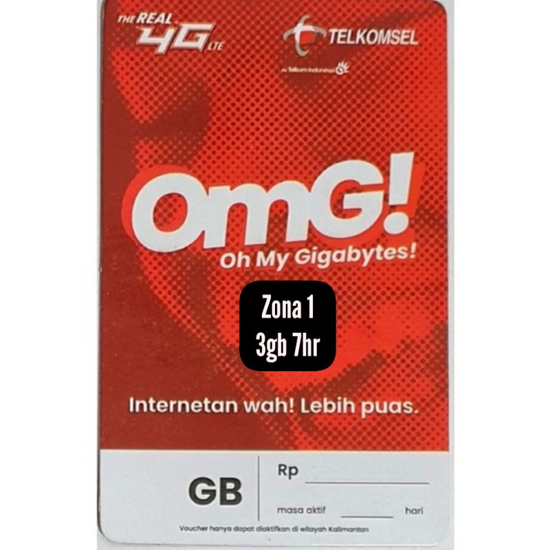 [Ready] Voucher fisik telkomsel 3GB 7hari  paket data kuota internet murah kalimantan all operator