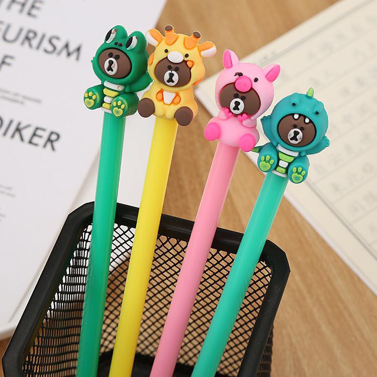 

Pulpen Ballpoint Karakter Brown Dino Bolpen Gel Sekolah Anak Lucu