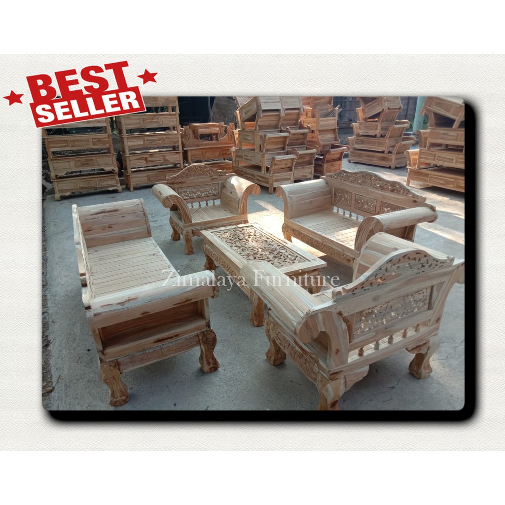 Kursi Tamu Ukir Jati Madura Kaki Macan