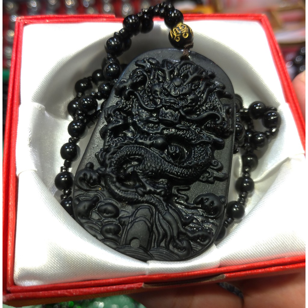 Kalung Liontin Batu Giok Naga Hitam
