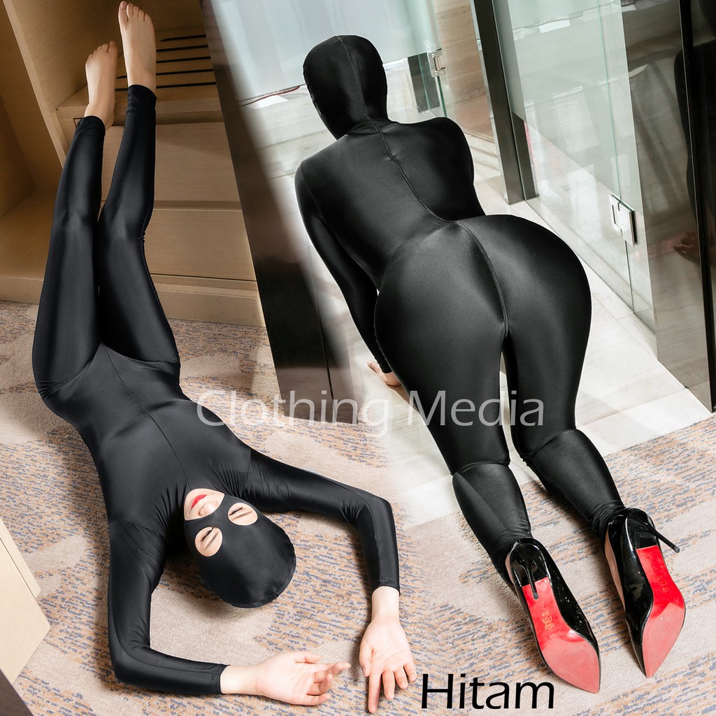 Full Bodysuit Zentai Catsuit Mata Dan Mulut Terbuka Kostum Wanita Cosplay