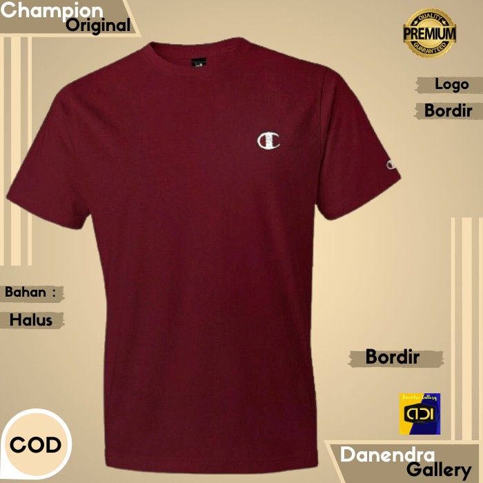 Kaos streat Tshirt champion C Maroon bordir  original orsinil branded mall terbaru A65