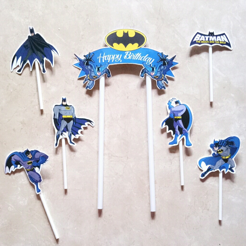 satu set cake topper hiasan kue ulang tahun karakter batman BATMAN