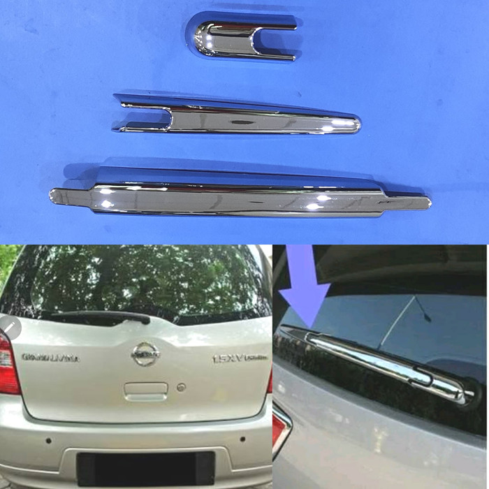 Cover wiper PINTU BAGASI belakang nissan Livina / grand livina 2008 sampai 2018 chrome CROME xr gr 2009 2010 2011 2012 2013 2014 2015 2016 2017 tempel