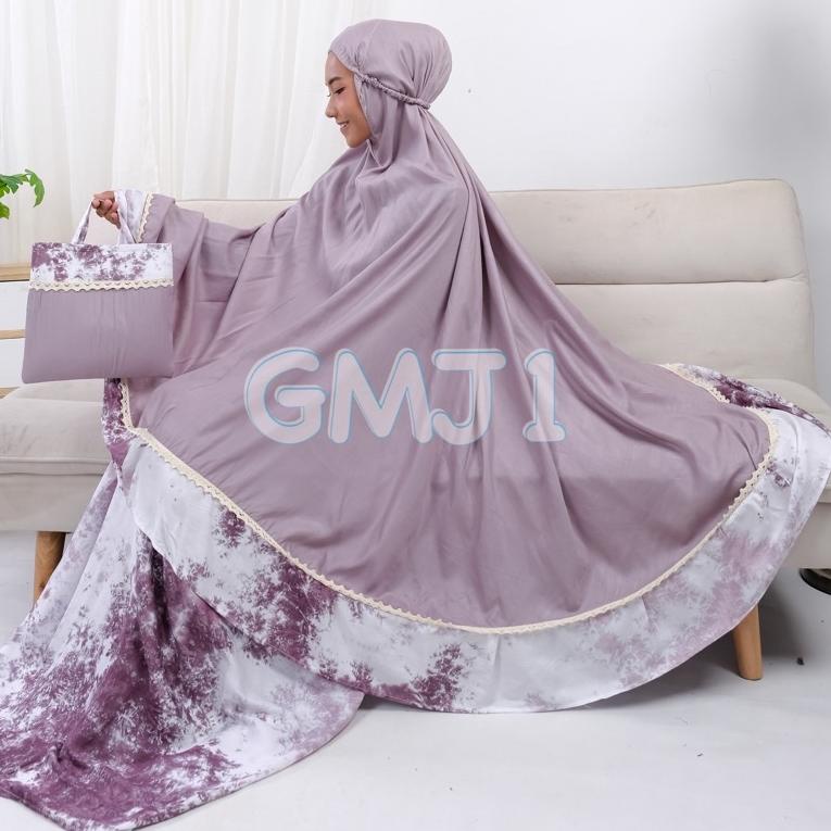 {TTD.01Jl22ᴬ} [GMJ1] MUKENA RAYON BALI TIEDYE SALSABILA sUPER JUMBO RAMPEL RENDA GROSIR