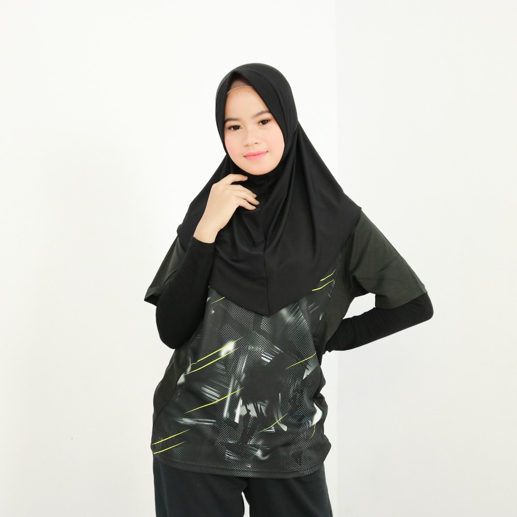 Kerudung Khimar Instan Hijab Sporty pet bahan Jersey Olahraga Volly