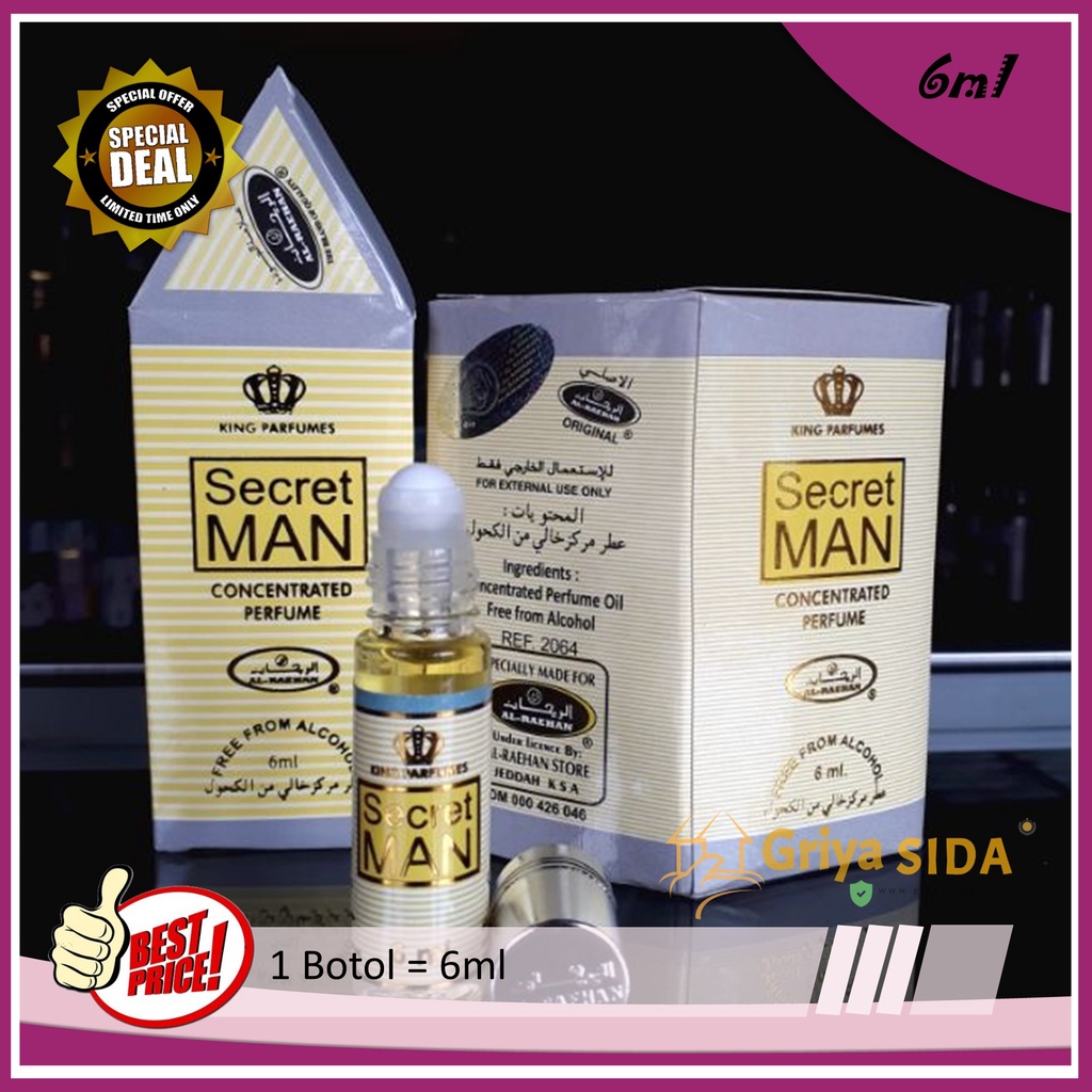 Parfum Secret man 6ml alraehan minyak wangi aroma al raehan mirip al rehab parfum Harga grosir PROMO!!