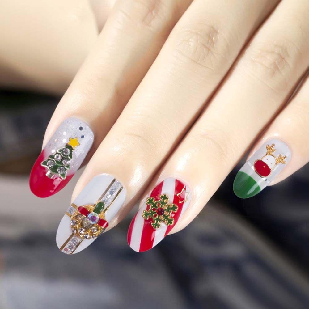 Quinton Ornamen Snowflake / Pohon Natal Bahan Alloy Untuk Dekorasi Nail Art DIY