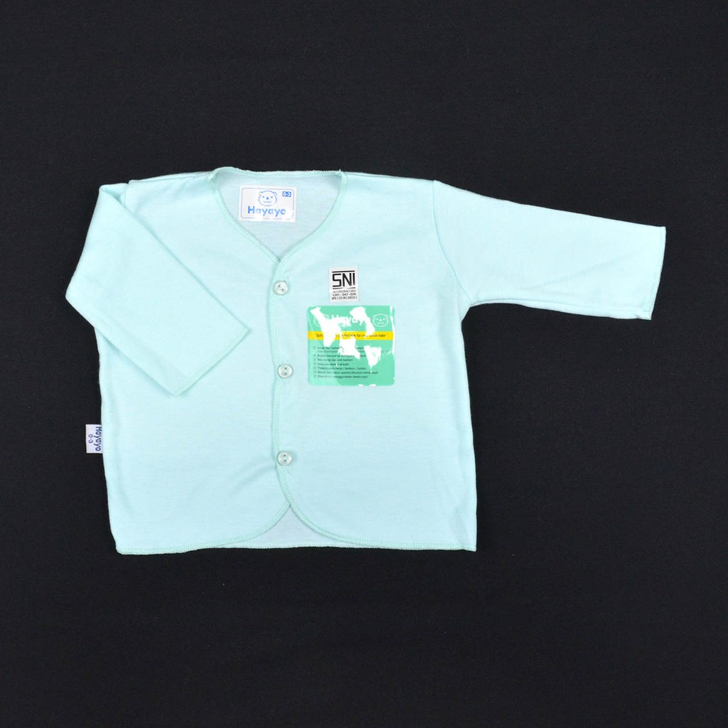 HAYAYO 1 Pcs Baju Lengan Panjang Bayi/Baby Warna (0-6M)| Baju Bayi Cewek / Cowok Newborn Murah-Hijau