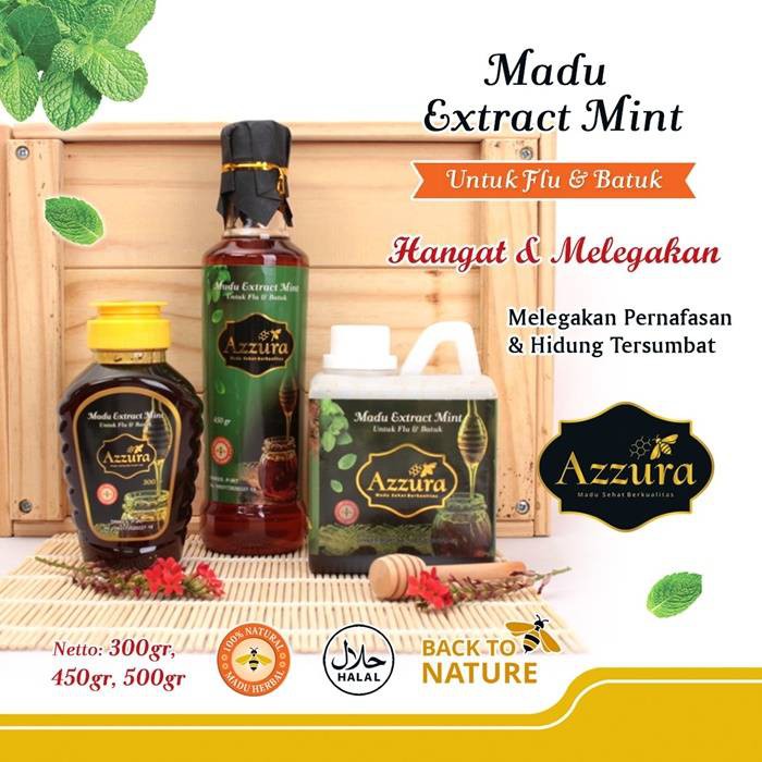 

Madu Murni Alami Extract Mint | Madu Sehat 300gr, 450gr, 500gr | Azzura