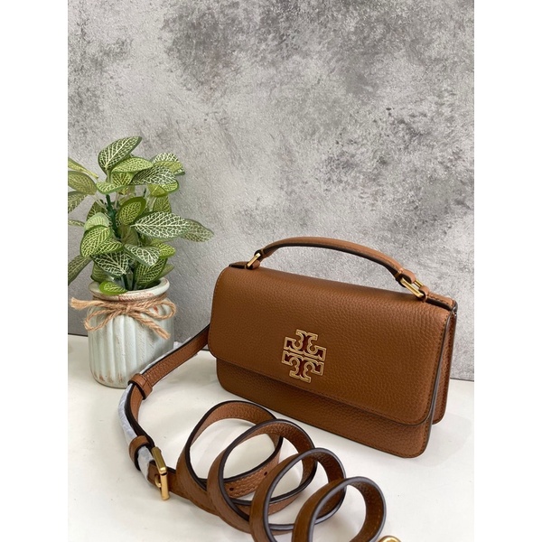TB Britten Mini Top Handle Bag Leather Bark Ghw (new strap leather) Size 19x11x5