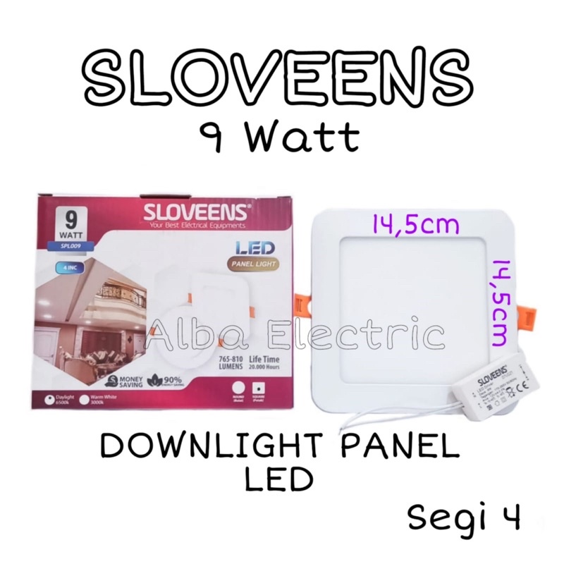 Lampu Downlight Panel LED 9Watt Kotak SLOVEENS LED Panel 9watt Kotak