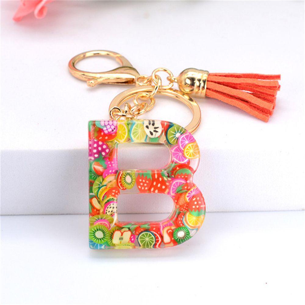 Lanfy 26huruf Gantungan Kunci 1PC Resin Aksesoris Gantungan Kunci Perhiasan Mobil Keyring Alphabet Key Chain