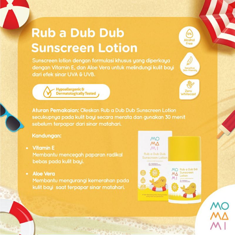 Momami rub a dub dub sunscreen lotion 50ml - lotion sunscreen bayi dan anak