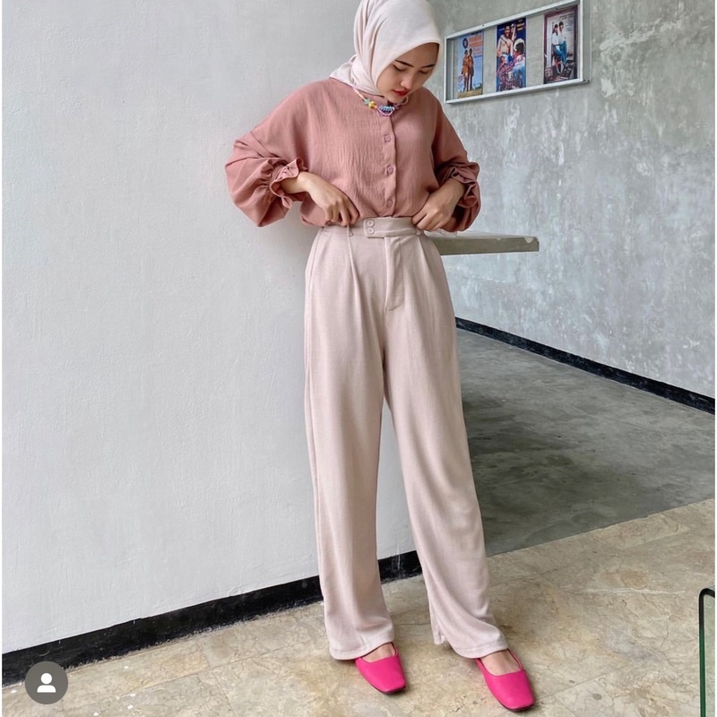 Davelline • Yoona Waffle Cullotes Pants - Celana kulot Berkualitas - Yoona Pants Premium