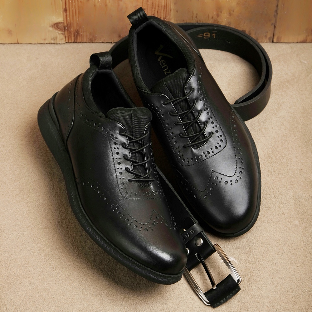 ARISTO BLACK (KULIT ASLI) |ManNeedMe x Kenzio| Sepatu Pantofel Pria Formal / Kantor ORI