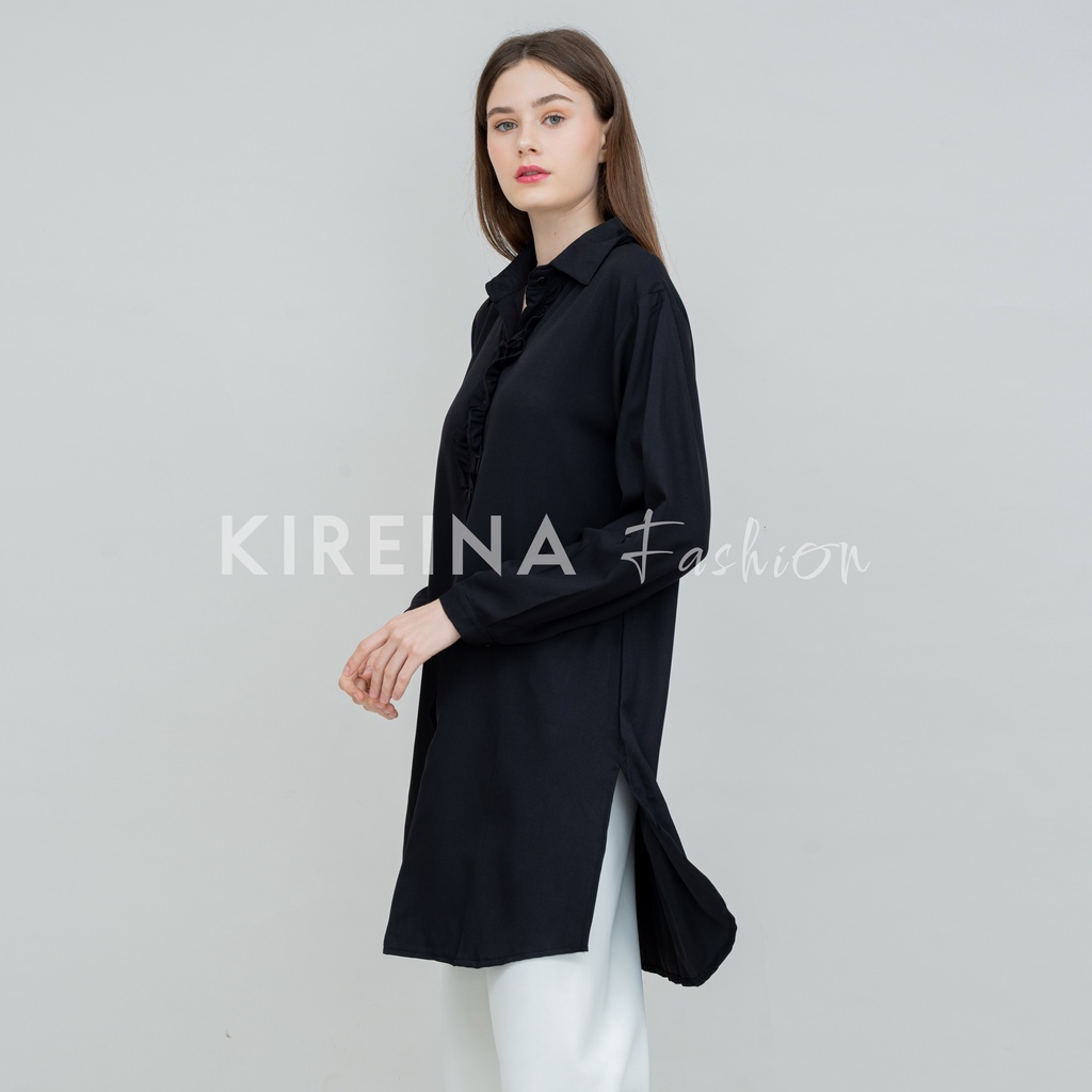 Kemeja Tunik Rempel Kemeja Long Tunik Wanita Kemeja Kerja Wanita Moscrape | Kireina Fashion