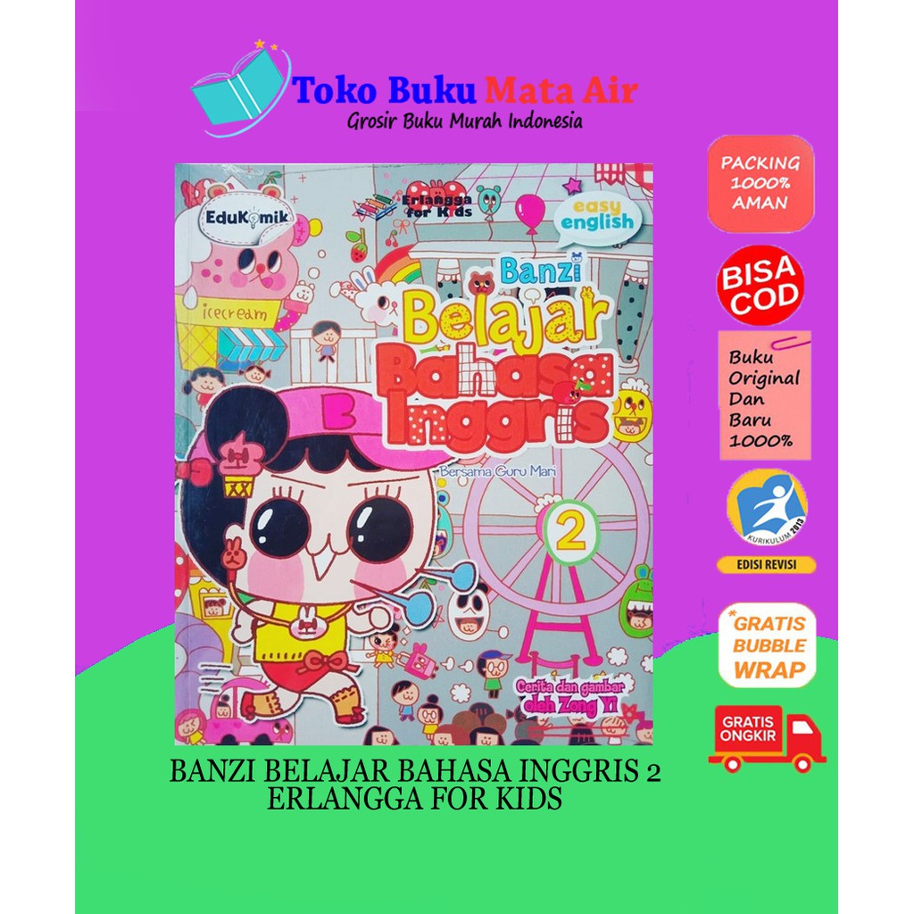 BEST SELLER ORIGINAL EDUKOMIK BANZI BELAJAR BAHASA INGGRIS 2 JONG I ERLANGGA FOR KIDS