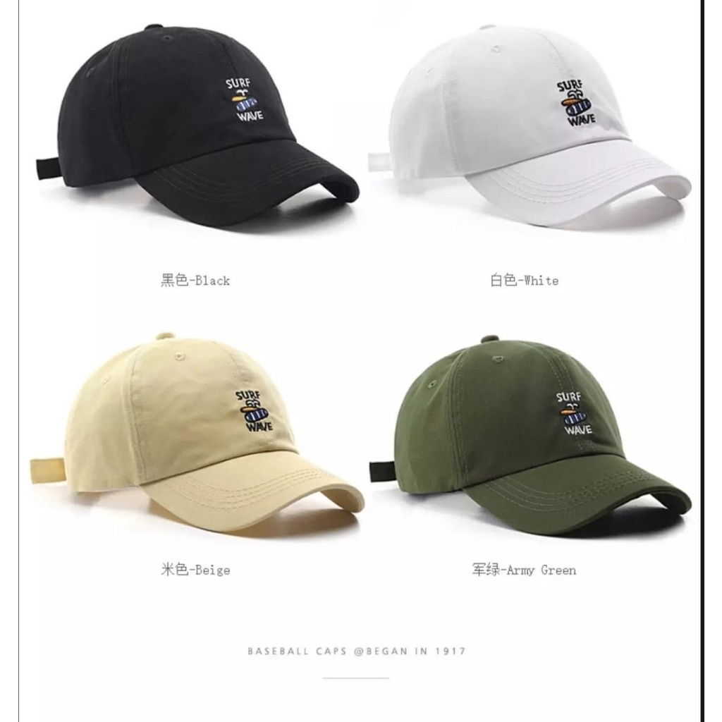 Topi Baseball Pria Model Korean Style Bordir SURF Wave Murah Topi Wanita Korea Cowok Cewek [COD]