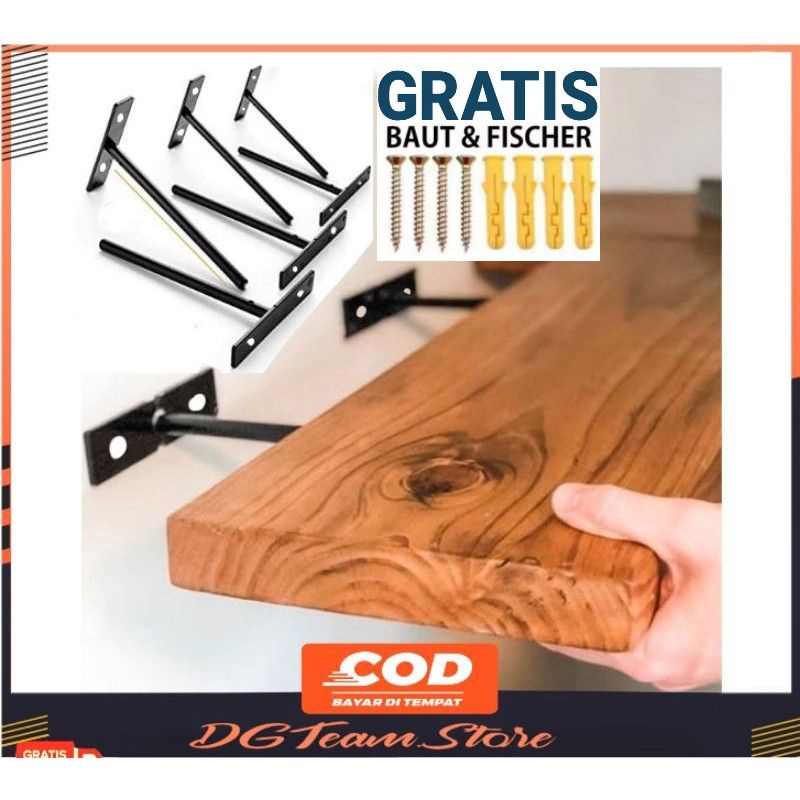 besi penyangga bracket braket ambalan rak dinding melayang minimalis bahan besi beton kuat dan murah