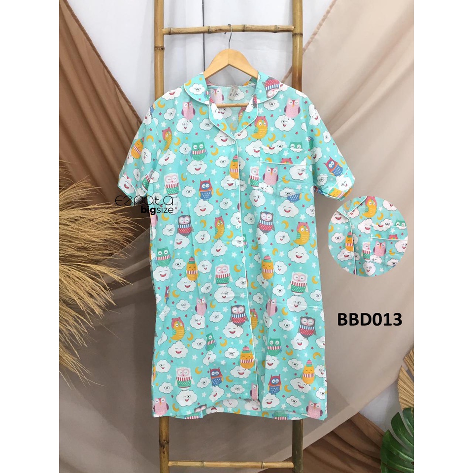 Baby Doll Baju Tidur Wanita Piyama Terusan Motif Lucu Awan dan Owl Tosca