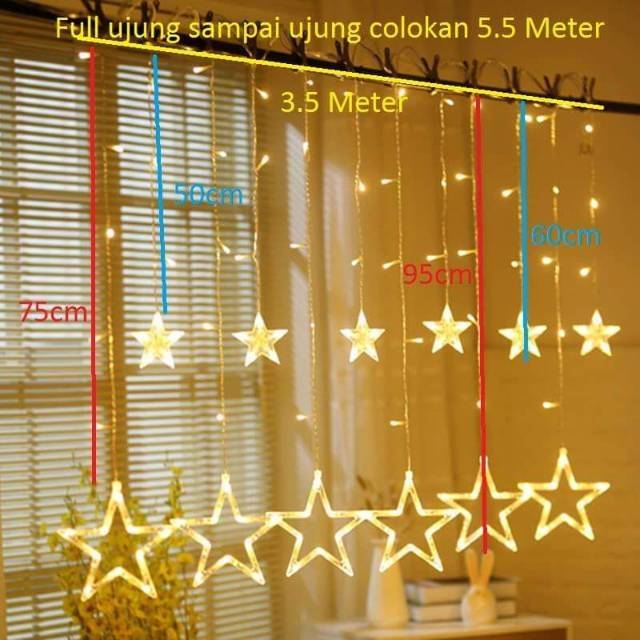 JS1116 JSGalery Lampu Tumblr Bintang  Tirai 3 5 Meter 