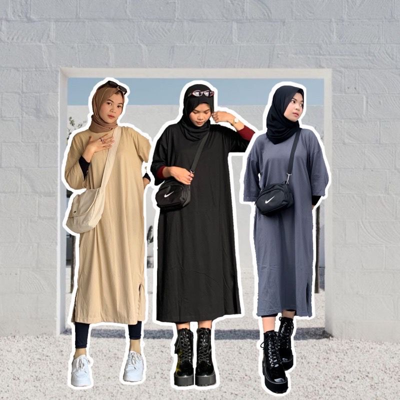 BEFAST - ZFS OOTD Wanita Dress AINI / MORFY OVERSIZE SLIT MAXI / Dress Jumbo Maxi / Dress Terbaru 2022 / Dress Kekiniaan Remaja Wanita / OOTD Waita Hijab / Trendy / LongDress Polos Casual / Dress Lengan 3/4