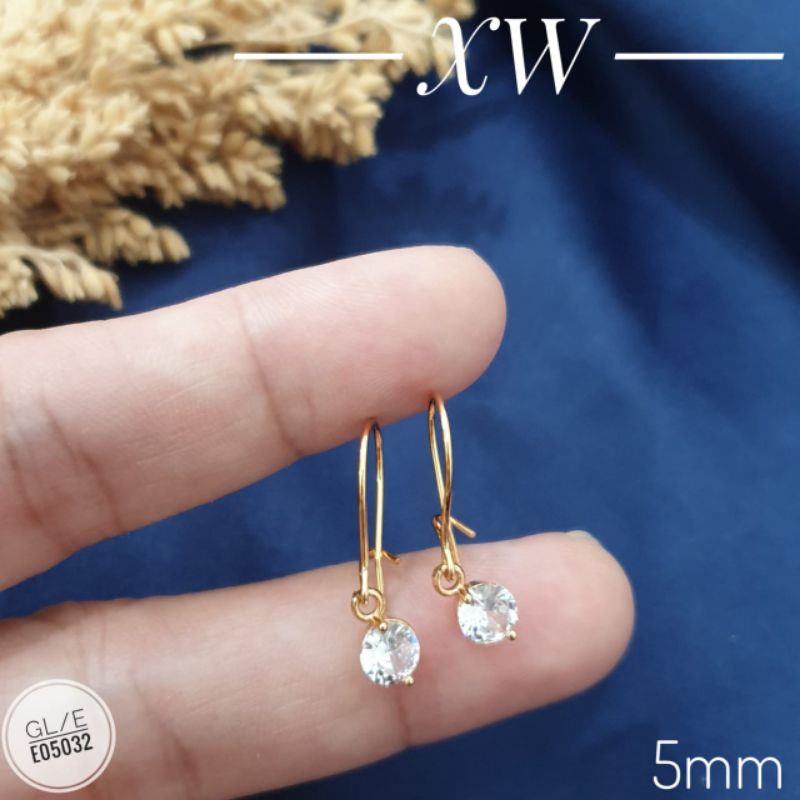 Anting Yaxiya Mata Zircon 5mm/6mm E05032