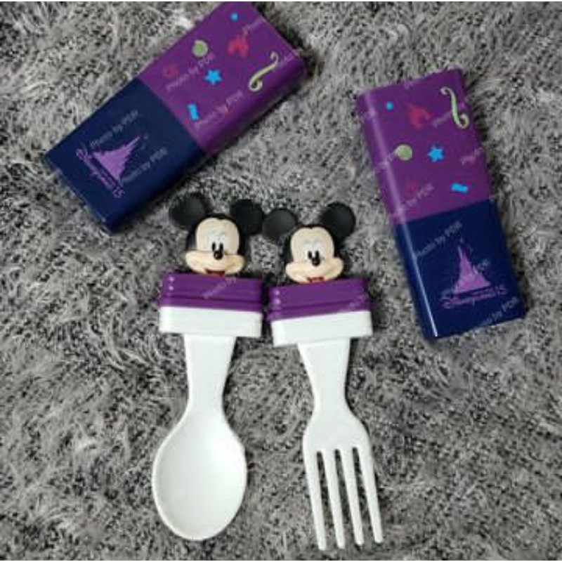 Set Sendok Garpu Kecil Anak + Tempat Penutup Karakter Disney Mickey Mouse