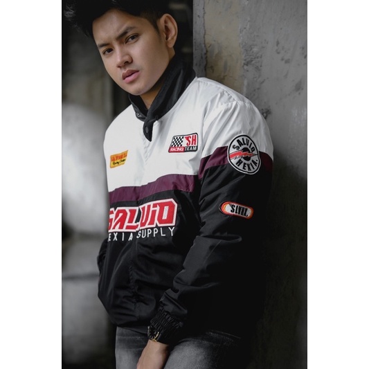 Nascar Hitam Jaket Parasut Jaket Waterpoof Jaket Pria Jaket Nascar Jaket Sport Jaket Outdoor Jaket Racing Jaket Salviohexia