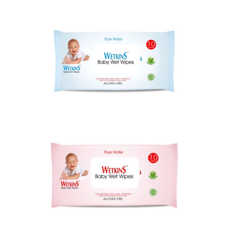 Tissue Basah Wetkins Baby Blue dan Baby Pink TISU BASAH ISI 10 24 50 Sheet