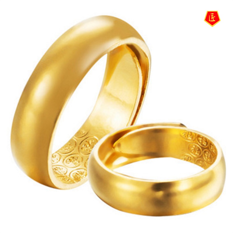 [Ready Stock]Simple Personality Glossy Couple Gold Ring