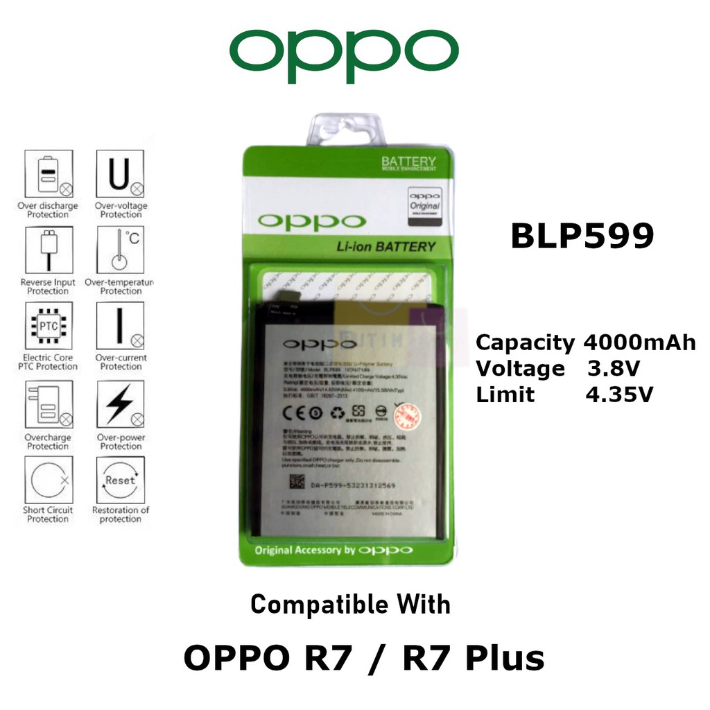 (P) Baterai Batre Battery original Oppo BLP599 / R7 / R7 Plus