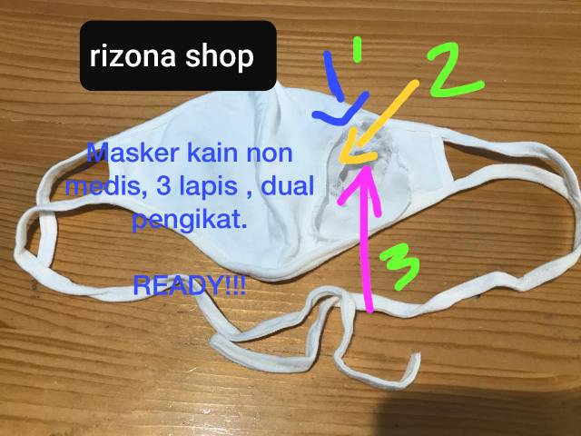 MASKER Kain Katun 3PLY 100% MASKER HIJAB MASKER TALI