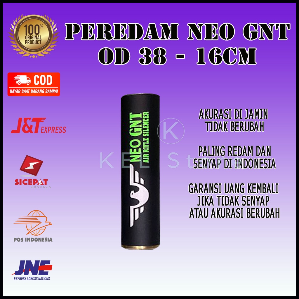 Peredam Neo GNT Super Senyap OD 38 Panjang 16cm Drat Kuningan