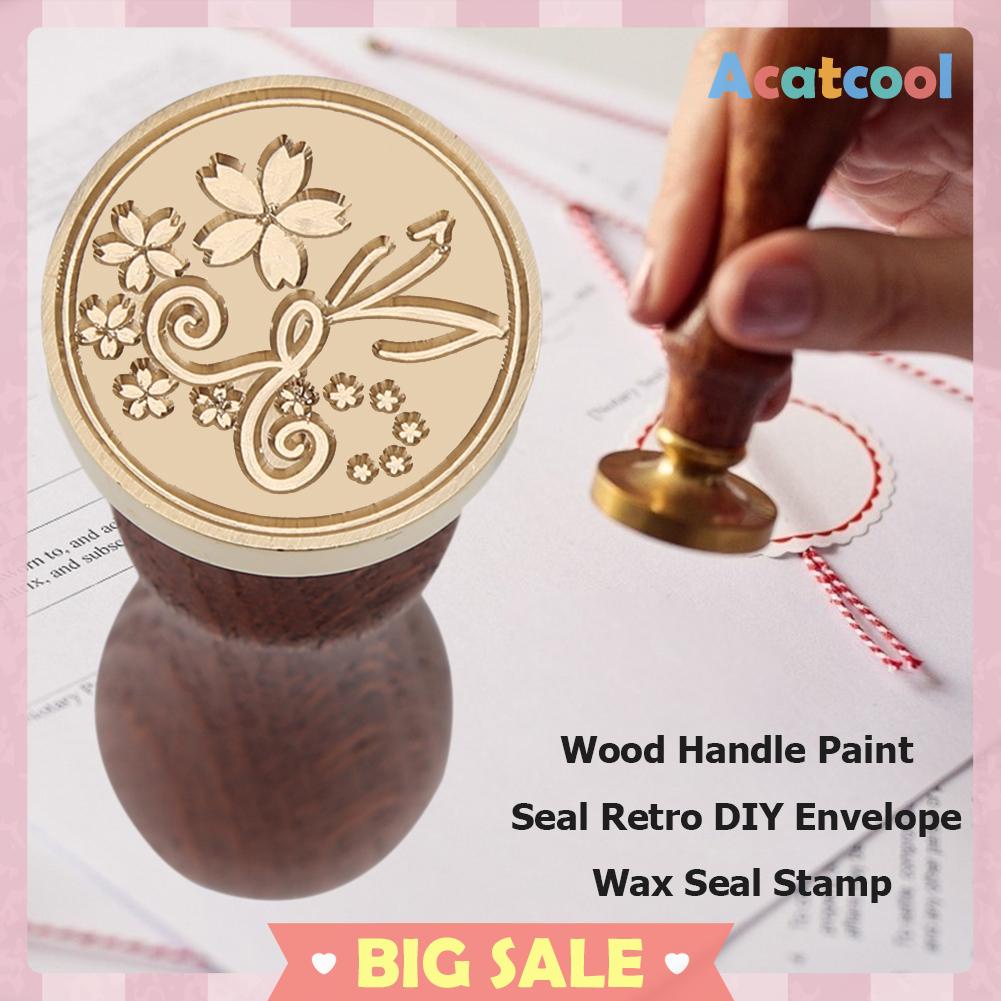 Stempel Segel Lilin DIY Gagang Kayu Gaya Retro Untuk Dekorasi Amplop Pernikahan