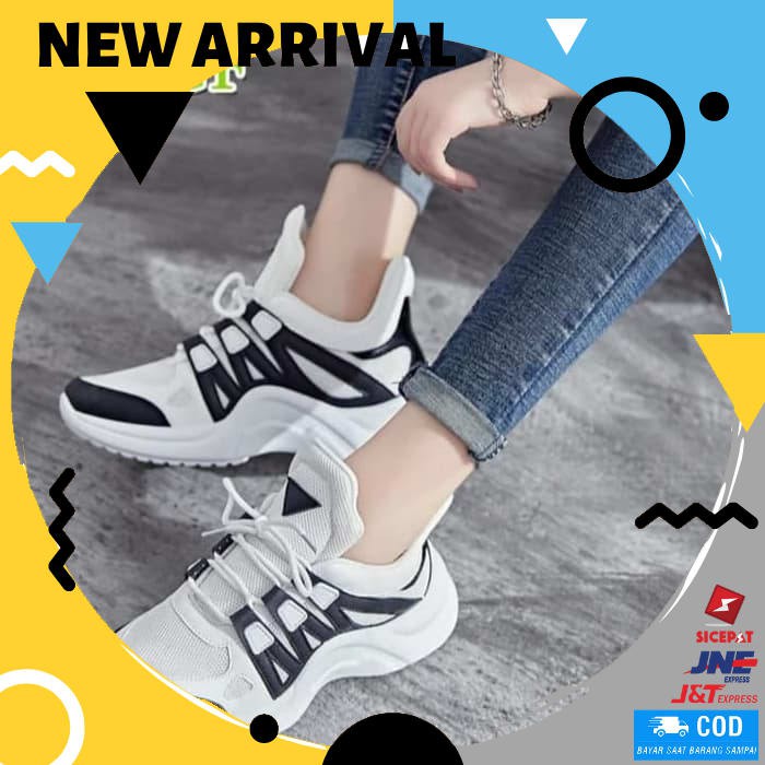 SEPATU KETS CEWEK SEPATU WANITA TERBARU KETS SEPATU CEWEK MURAH  LV ARCH SPORT HITAM CS52