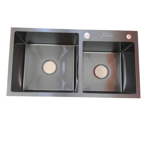 BAK CUCI PIRING/KITCHEN SINK HITAM DOUBLE/ 2 LUBANG/ 8143 WIKHO