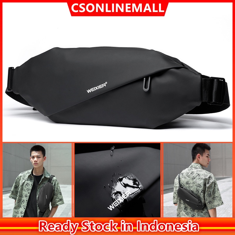 CSONLINEMALL Tas Pinggang Pria Adjustable Bahan Kulit Pu Tahan Air Kapasitas Besar Untuk Travel Outdoor