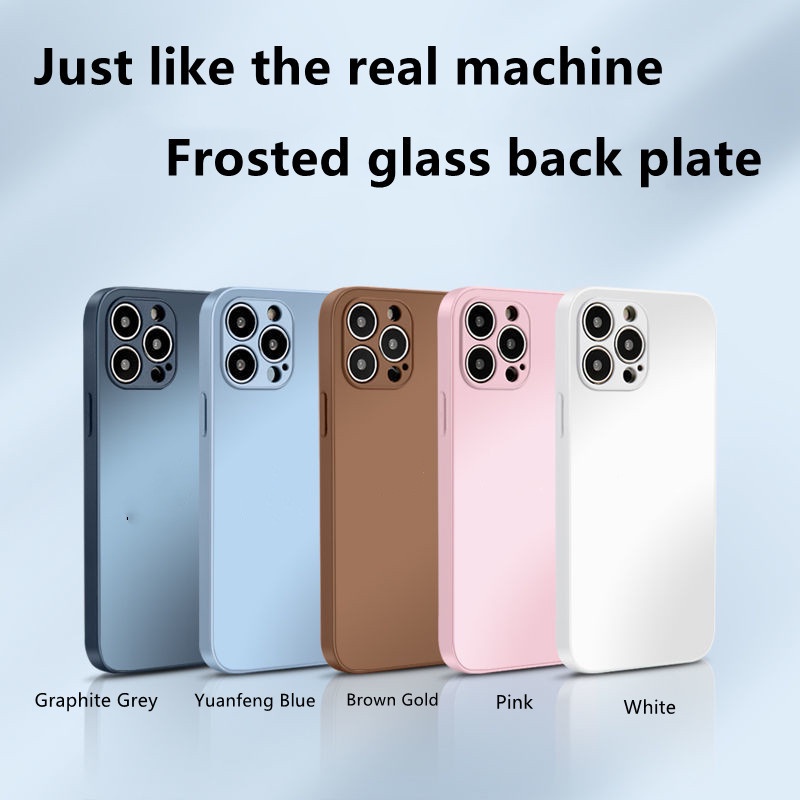 Hard Case Bahan Kaca Frosted Dengan Logo Liquid Silikon Untuk iPhone 13 12 11 Pro Max 13pro 12Pro 11Pro