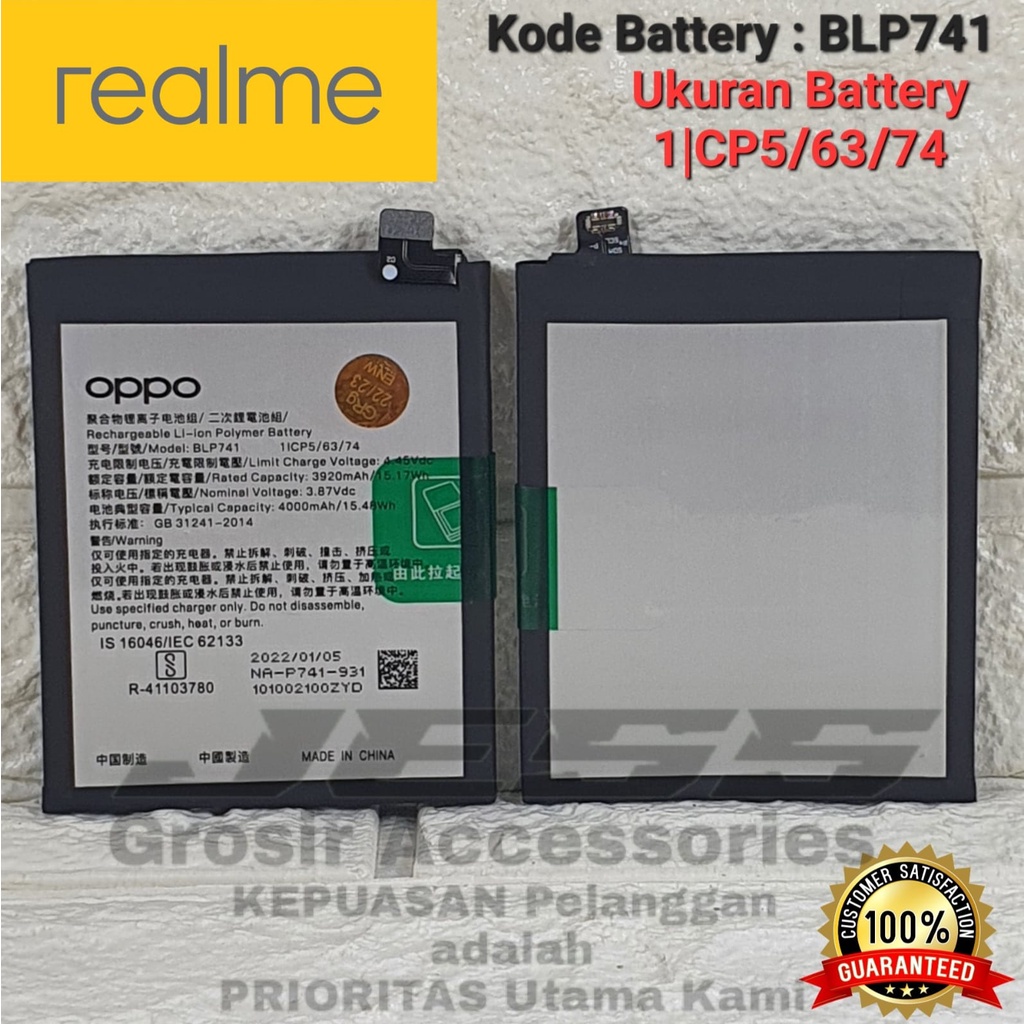 Baterai Battery Original REALME XT - RMX1912 &amp; REALME X2 - RMX1992 Kode Batre BLP741 BY OPPO